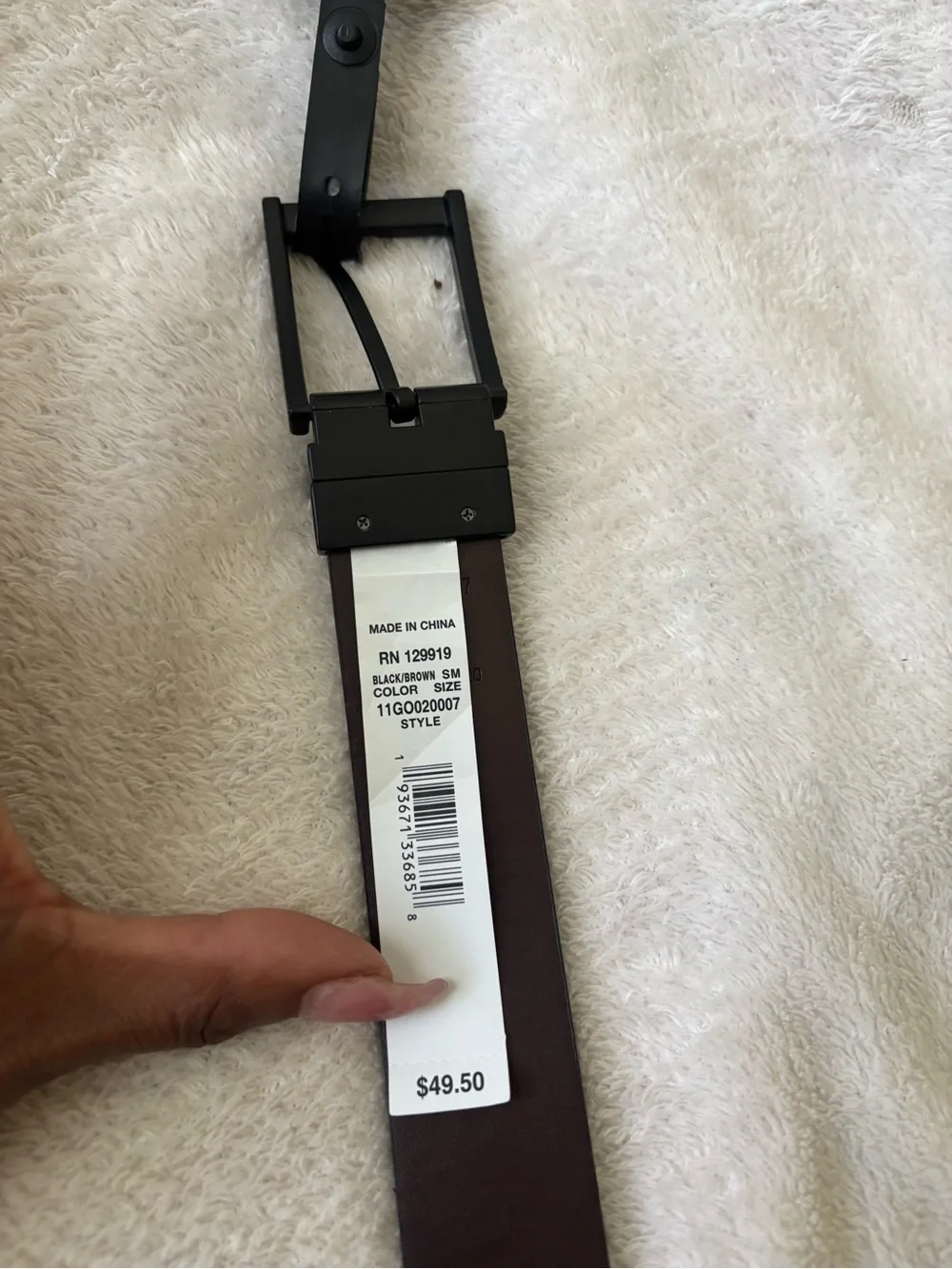 Guess Women's Black Leather Belt with Subtle Red Logo
